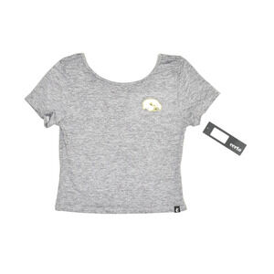 NEW IOWA Hawkeyes Scoop Back Tee Crop Top Gray Short Sleeve Athletic Size Small